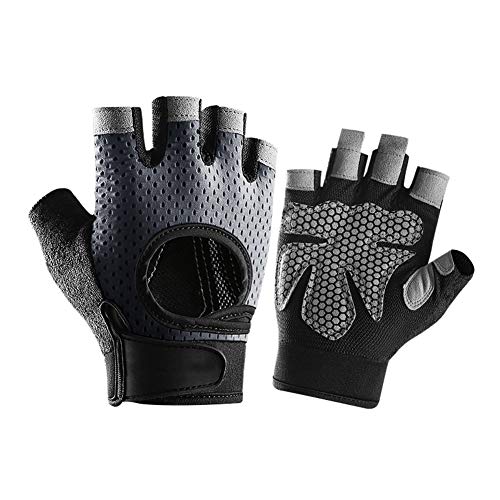 MoreChioce Fingerlose Fahrradhandschuhe mit Gel, Herren Radhandschuhe Damen Atmungsaktiv Radsport Handschuhe Stoßdämpfung Anti-Rutsch Rennrad Handschuhe Gel für MTB Mountainbike Grau,M (8-8,5cm) von MoreChioce