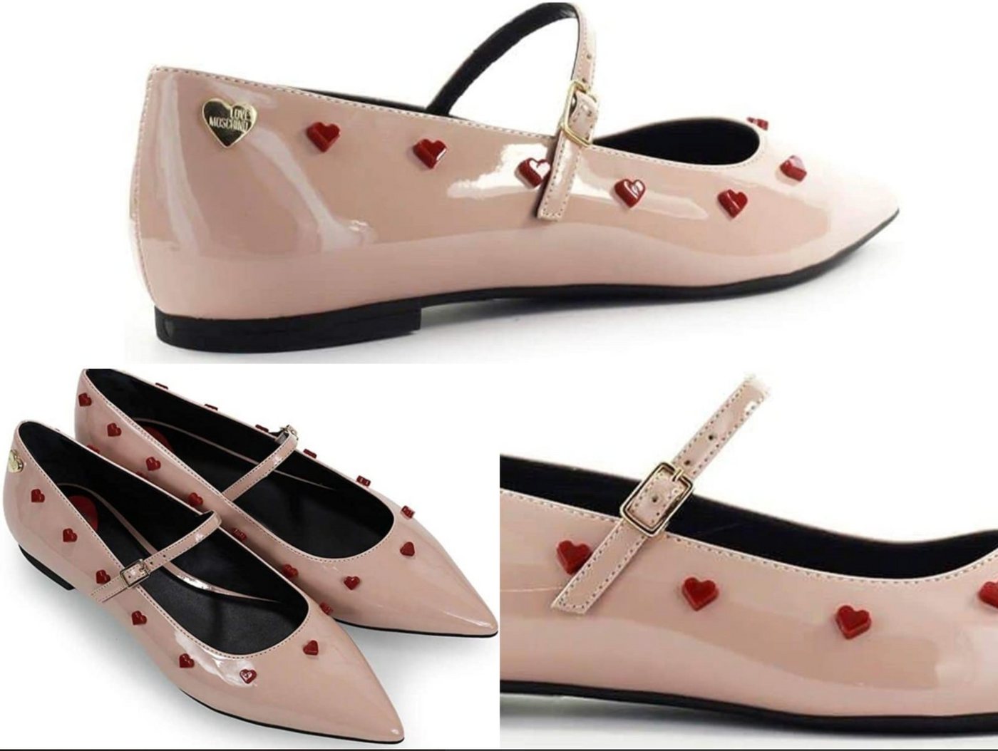 Moschino Love Moschino Iconic Ballerina Patent Leather Lackleder Flats Schuhe S Sneaker Ballerinas von Moschino
