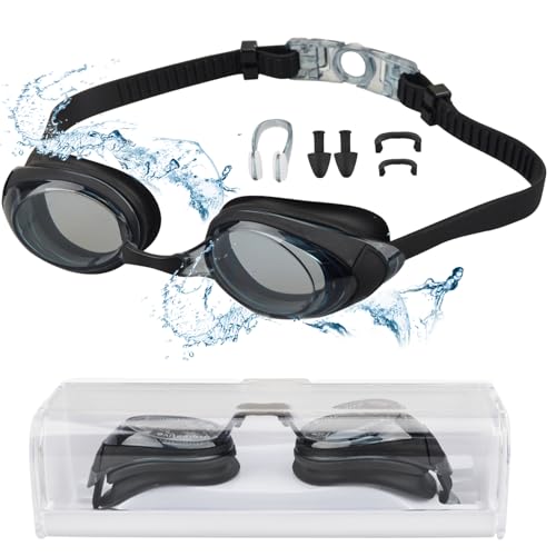 Moseem Schwimmbrille, Schwimmbrille für Erwachsene, Herren, Damen und Kinder ab 6 Jahren, kein Auslaufen, Anti-Beschlag, UV-Schutz, Schwarz von Moseem