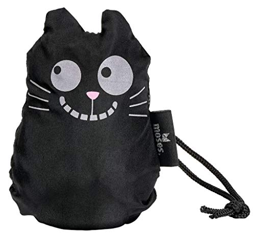 moses. Ed, the Cat Zaubershopper Glowy Ed | Faltbare Einkaufstasche aus recyceltem PET | Shopper- Beutel für Einkäufe, Büro oder Uni | Schwarz, 36 x 56 cm von moses