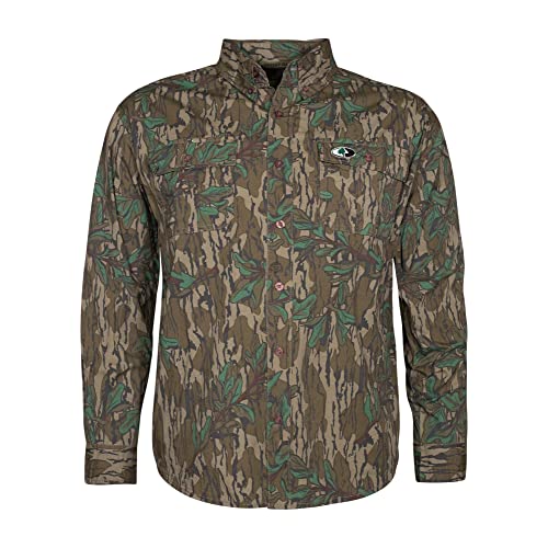 Mossy Oak Uni-Erwachsene Men's Long Sleeve Camo Hunting Shirts Cotton Mill Hemd, Greenleaf, XL von Mossy Oak