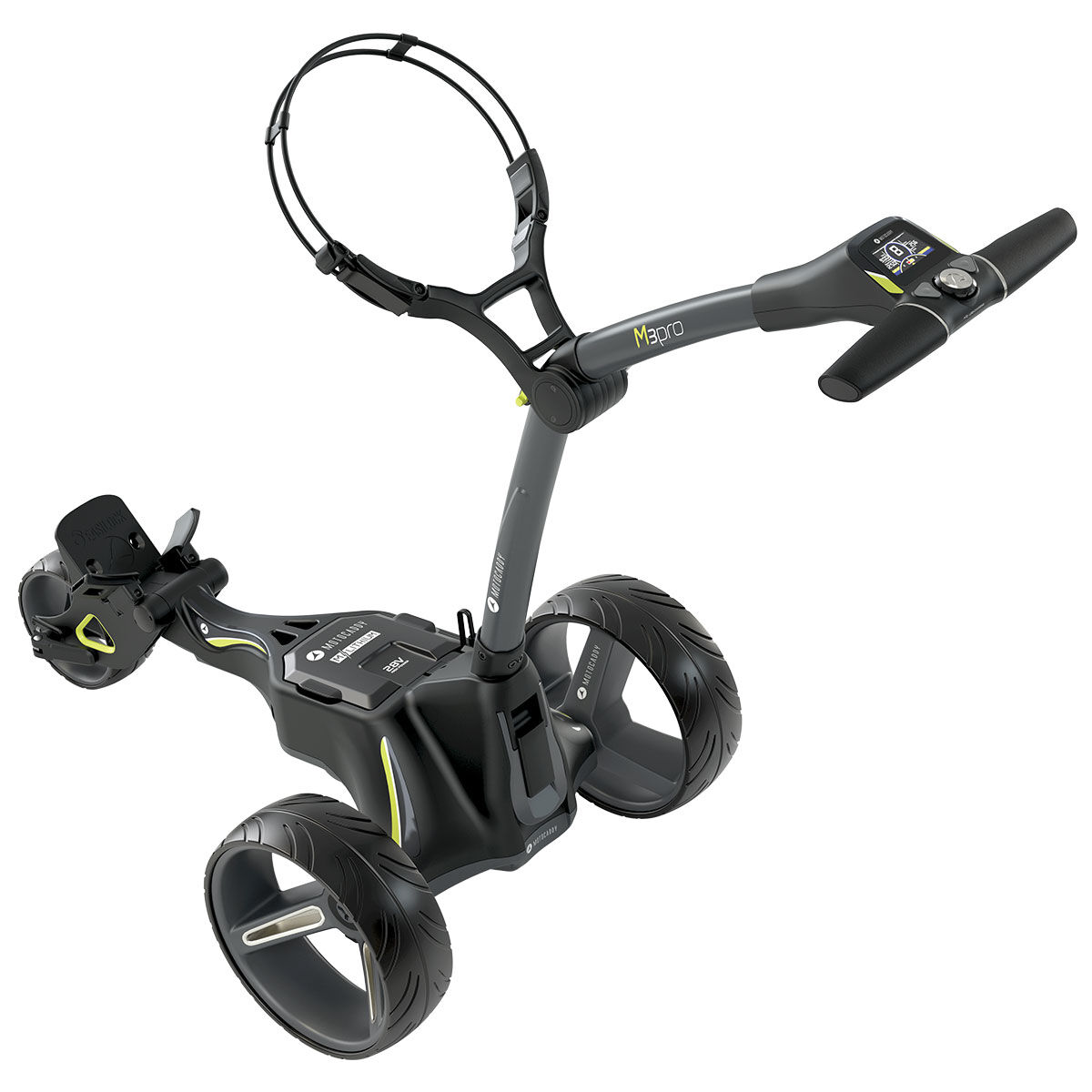 Motocaddy Grey M3 Pro Extended Range Lithium Electric Golf Trolley (with Accessories & 36 Hole Battery), Size: 650x470x410mm| American Golf von Motocaddy