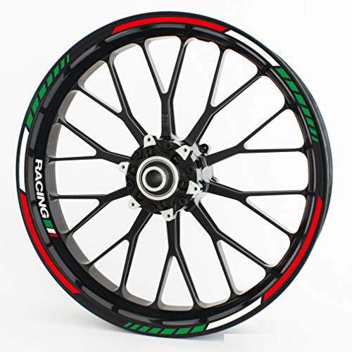 Motoking Felgenrandaufkleber RS - Italy Tricolore - Komplettset für 15" 16" 17" 18" 19" von Motoking
