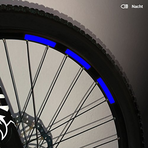 Motoking Fahrrad-Reflektorenaufkleber - Dunkelblau - 22 Aufkleber im Set - Breite: 10 mm - reflektierende Felgenaufkleber für Mountainbike-, Fahrradfelgen & mehr von Motoking