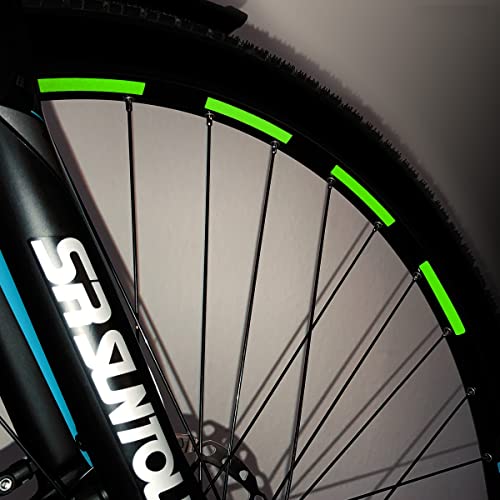 Motoking Fahrrad-Reflektorenaufkleber - Grün - 26 Aufkleber im Set - Breite: 7 mm - reflektierende Felgenaufkleber für Trekkingbike-, Fahrradfelgen & mehr von Motoking