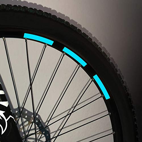 Motoking Fahrrad-Reflektorenaufkleber - Hellblau - 22 Aufkleber im Set - Breite: 10 mm - reflektierende Felgenaufkleber für Mountainbike-, Fahrradfelgen & mehr von Motoking