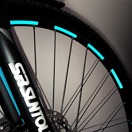 Motoking Fahrrad-Reflektorenaufkleber - Hellblau - 26 Aufkleber im Set - Breite: 7 mm - reflektierende Felgenaufkleber für Trekkingbike-, Fahrradfelgen & mehr von Motoking