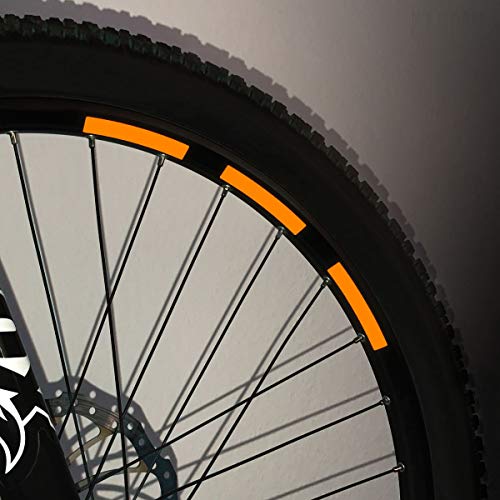 Motoking Fahrrad-Reflektorenaufkleber - Orange - 22 Aufkleber im Set - Breite: 10 mm - reflektierende Felgenaufkleber für Mountainbike-, Fahrradfelgen & mehr von Motoking
