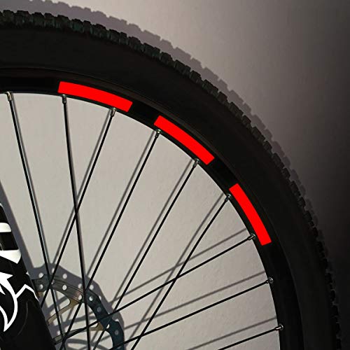 Motoking Fahrrad-Reflektorenaufkleber - Rot - 22 Aufkleber im Set - Breite: 10 mm - reflektierende Felgenaufkleber für Mountainbike-, Fahrradfelgen & mehr von Motoking
