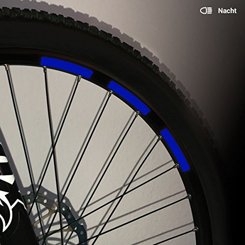 Motoking Fahrrad-Reflektorenaufkleber mit Waben-Reflex-Optik - Blau - 22 Aufkleber im Set - Breite: 10 mm - reflektierende Felgenaufkleber für Mountainbike-, Fahrradfelgen & mehr von Motoking