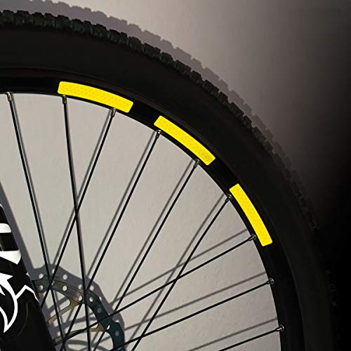 Motoking Fahrrad-Reflektorenaufkleber mit Waben-Reflex-Optik - Gelb - 22 Aufkleber im Set - Breite: 10 mm - reflektierende Felgenaufkleber für Mountainbike-, Fahrradfelgen & mehr von Motoking