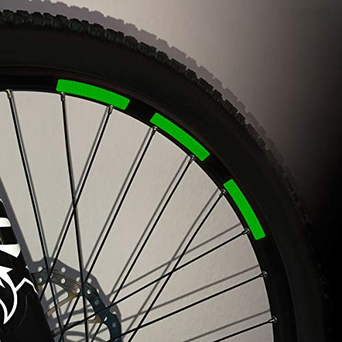 Motoking Fahrrad-Reflektorenaufkleber mit Waben-Reflex-Optik - Grün - 22 Aufkleber im Set - Breite: 10 mm - reflektierende Felgenaufkleber für Mountainbike-, Fahrradfelgen & mehr von Motoking