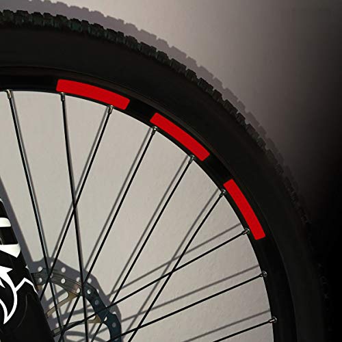 Motoking Fahrrad-Reflektorenaufkleber mit Waben-Reflex-Optik - Rot - 22 Aufkleber im Set - Breite: 10 mm - reflektierende Felgenaufkleber für Mountainbike-, Fahrradfelgen & mehr von Motoking