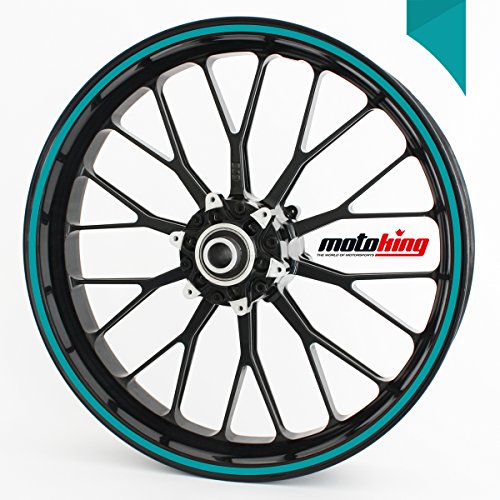 Motoking Felgenaufkleber 360° GLÄNZEND / 15" bis 18" / 4 mm/TÜRKIS von Motoking