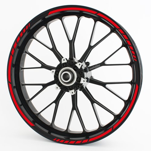 Motoking Felgenrandaufkleber GP - ROT - Komplettset für 15" bis 19" von Motoking