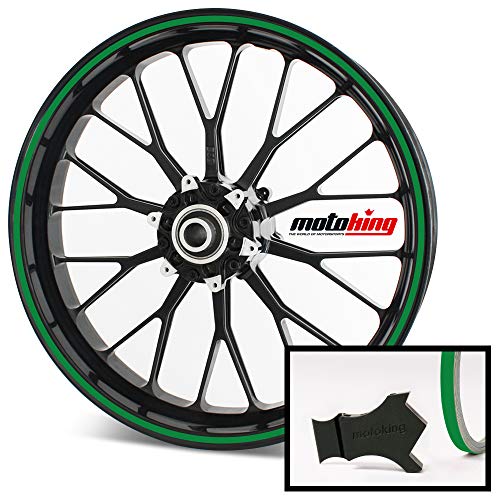 Motoking Felgenrandaufkleber mit Montagetool für Ihr Motorrad / 6 mm/für 10" bis 25" / Farbe wählbar - Grün matt von Motoking