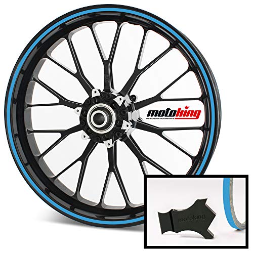 Motoking Felgenrandaufkleber mit Montagetool für Ihr Motorrad / 6 mm/für 10" bis 25" / Farbe wählbar - Hellblau glänzend von Motoking