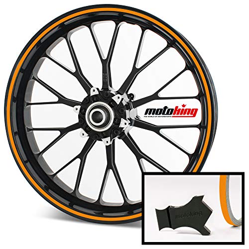 Motoking Felgenrandaufkleber mit Montagetool für Ihr Motorrad / 6 mm/für 10" bis 25" / Farbe wählbar - Orange glänzend von Motoking