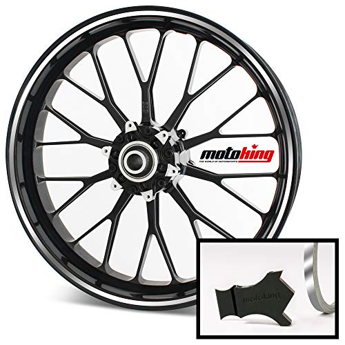 Motoking Felgenrandaufkleber mit Montagetool für Ihr Motorrad in Chrom / 6 mm/für 10" bis 25" / Farbe wählbar - Chrom Silber von Motoking