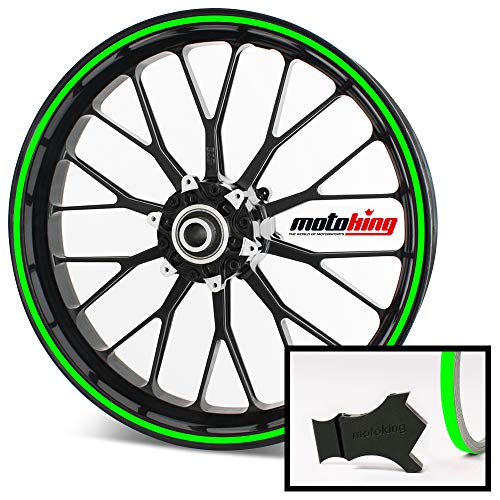 Motoking Felgenrandaufkleber mit Montagetool für Ihr Motorrad in NEON GRÜN / 6 mm/für 10" bis 25" von Motoking