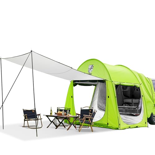 Universelles SUV-Campingzelt mit geräumiger Markise, 4000 mm wasserdichtes Autozelt, bis zu 4 Personen Schlafkapazität, Campingzubehör, einfacher Aufbau für Rucksackreisen, Reisen, Wandern, Outdoor von Motovecor