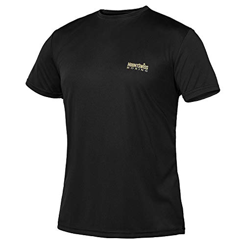 Mount Swiss Boxing Herren T-Shirt mit Rund-Ausschnitt I Kurzarm I Rundhals, Farbe: Black, Gr. M von Mount Swiss