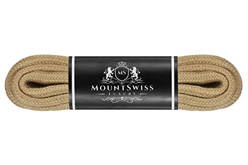 Mount Swiss Luxury Schnürsenkel rund ø 3-4 mm I 1 Paar reißfeste Premium Schuhbänder aus 100% Baumwolle ideal für Sneaker Sportschuhe Freizeitschuhe Lederschuhe Farbe: Camel, Länge 50cm von Mount Swiss