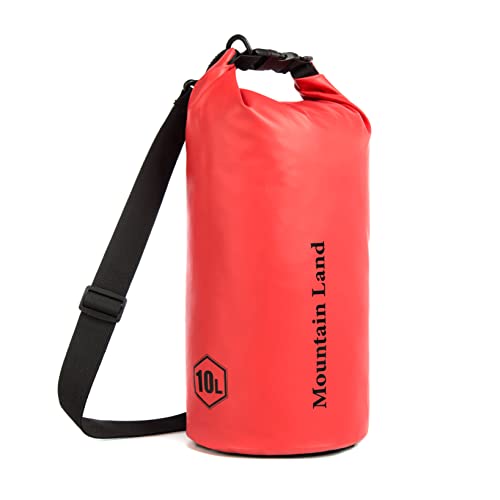 Mountain Land Dry Bag wasserdichte Tasche 10L/20L/30L/40L Wasserdicht Packsack mit Innentasche mit Reißverschluss für Kajak Boot Angeln Rafting Schwimmen Wassersport Treiben Rot 10L von Mountain Land