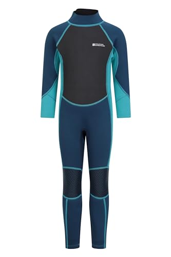 Mountain Warehouse Kinder-Neoprenanzug - 2,5mm, Kinder-Schwimmanzug mit LSF 50+, Wetsuit aus Neopren für Jungen und Mädchen, Flatlock-Nähte & Easy Glide Zip - Schwimmen Blaugrün 13 Jahre von Mountain Warehouse