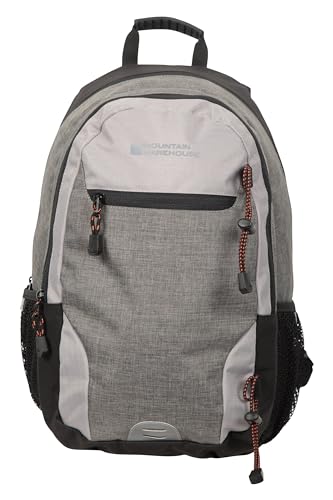 Mountain Warehouse Merlin Rucksack - 23 Liter - Hohe Sichtbarkeit, gepolsterte Airmesh-Rückenpartie, Laptop-Fach, Gummizüge - Für Reisen, Camping, Wandern, Frühling Grau Einheitsgröße von Mountain Warehouse