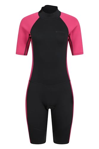 Mountain Warehouse Shorty Damen-Neoprenanzug - Badeanzug, Surfanzug mit leicht gleitendendem RV, längeres Zugband, Flachnähte - zum Sporttauchen, Schwimmen, Tauchen Schwarz S,Schwarz,S (Herstellergröße 36-38) von Mountain Warehouse