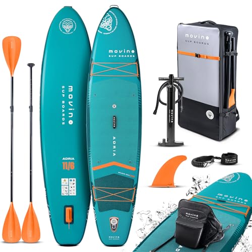 Movino Stand Up Paddle Board (350 cm) - 2in1 SUP Kajak Aufblasbar - Tragkraft bis 165 kg Set Mit Zubehör Paddel - Allround 350x83x15 cm - Adria 11’6" - Welded Rail - 15 PSI von Movino