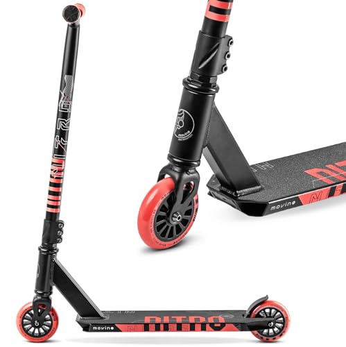 Movino Nitro Stunt Scooter Roller | Professioneller Freestyle Roller | Trick Scooter für Kinder & Erwachsene | ABEC9 | Kickscooter mit 100mm Rad | 6061 Aluminium-Deck | Tragfähigkeit: 100 kg von Movino