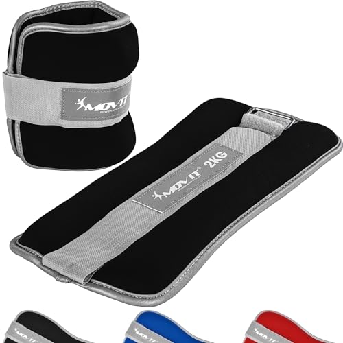 MOVIT® 2er Set Gewichtsmanschetten Neopren mit Reflektormaterial Laufgewichte für Hand- und Fußgelenke 2x 2,0 kg schwarz von MOVIT