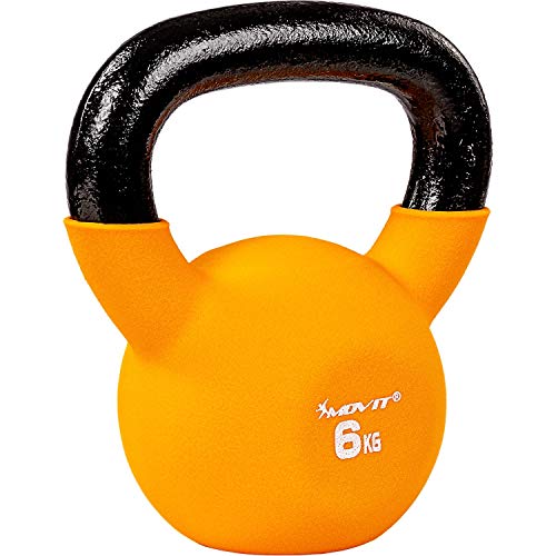 MOVIT Kettlebell PRO, Kugelhantel aus Gusseisen mit Neoprenbeschichtung, 12 Varianten: 2 bis 24 kg, schadstoffgeprüft, Schwunghantel Kugelgewicht von MOVIT