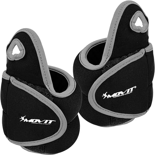Movit 2er Set Neopren Gewichtsmanschetten mit Daumenschlaufen, 2X 1,0kg, schwarz von MOVIT