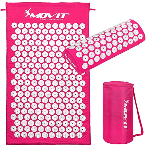 MOVIT® Akupressurmatte, Modell »TUINA« (75x44x2,5cm) inkl. Kissen & Tasche, schadstoffgeprüft, Bezug 100% Baumwolle, pink, Massagematte von MOVIT