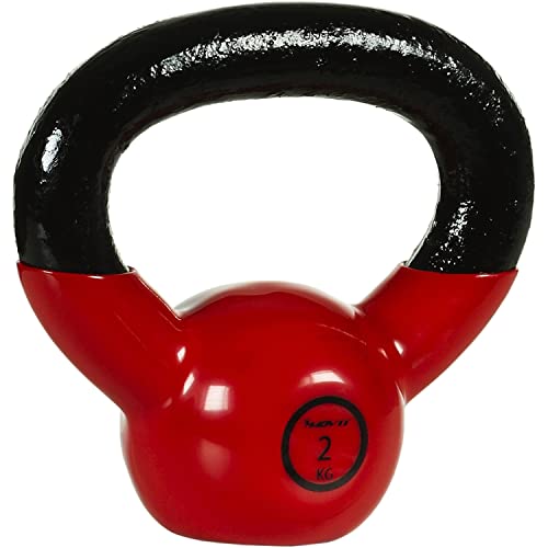 MOVIT Kettlebell PRO, Kugelhantel aus Gusseisen mit Vinylbeschichtung, 12 Varianten: 2 bis 24 kg, schadstoffgeprüft, Schwunghantel Kugelgewicht von MOVIT