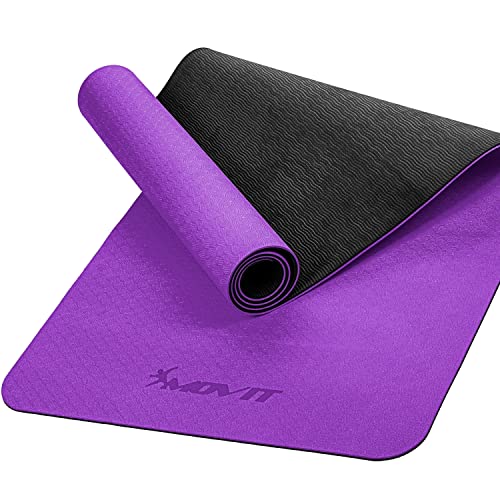MOVIT Gymnastikmatte, Yogamatte, hautfreundlich und rutschfest, 190 x 100cm, Stärke 0,6cm, Violett von MOVIT