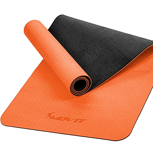 MOVIT Gymnastikmatte, Yogamatte, hautfreundlich und rutschfest, 190 x 100cm, Stärke 0,6cm, Orange von MOVIT