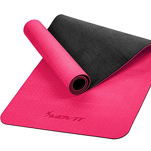 MOVIT Gymnastikmatte, Yogamatte, hautfreundlich und rutschfest, 190 x 100cm, Stärke 0,6cm, Pink von MOVIT