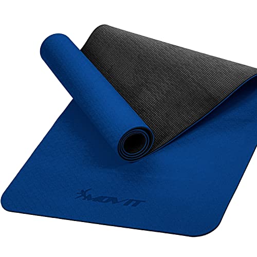 MOVIT Gymnastikmatte, Yogamatte, hautfreundlich und rutschfest, 190 x 60cm, Stärke 0,6cm, Dunkel-blau von MOVIT