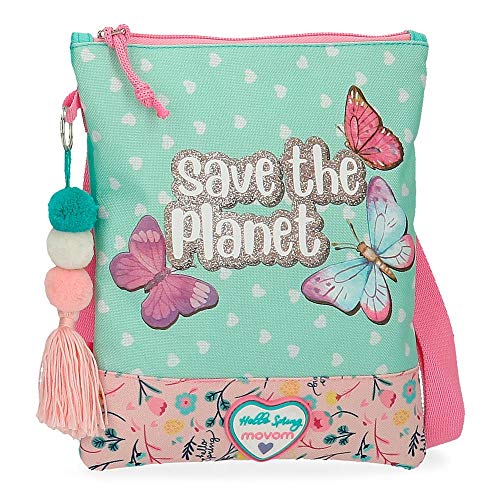 Movom Save the Planet Flache Umhängetasche Mehrfarbig 20x24 cms Recycelter Polyester von MOVOM
