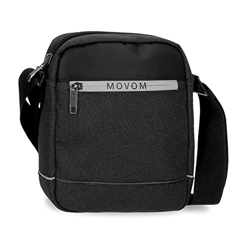 Movom Trimmed Umhängetasche, mittelgroß, Schwarz, 17 x 22 x 6 cm, Polyester, Schwarz, Mittlere Schultertasche von MOVOM