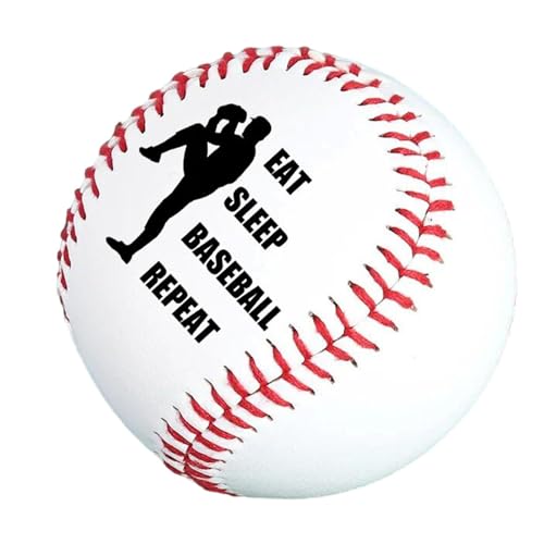 Moxeupon Baseballball, Gedenkbaseball | Eat Sleep Baseball Wiederholen Sie gut genähte Übungsbaseball | Offizieller Trainingsball in Standardgröße in professioneller Qualität für effektives Training von Moxeupon