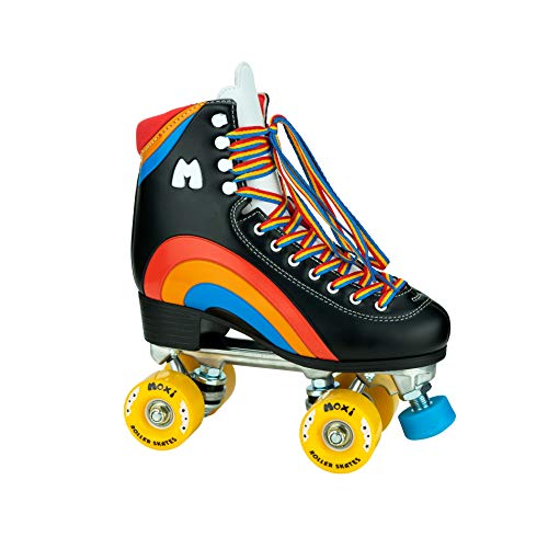Moxi Skates – Regenbogenreiter – Lustige und modische Rollschuhe für Damen | Asphaltschwarz | Größe 9 von Moxi