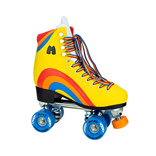 Moxi Rainbow Rider Anfänger Quad Roller Skates - Freizeit Outdoor High Top Rollschuhe in mehreren Farben für alle Altersgruppen (Sunshine Yellow, 36 EU) von Moxi