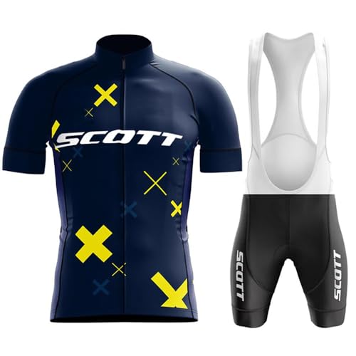 Moxilyn Fahrradtrikot Kurzarm Set für Herren Radtrikot T Shirt Radsport Radtrikot Set Fahrrad Trikot Kurzarm+Radhose mit 4D Gel,Ursprüngliche Gaze Radjacke und Radhose,MTB Radtrikot von Moxilyn