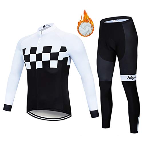 Moxilyn Radtrikot Herren LangarmAnzüge Radtrikot Set Radfahren Kleidung Thermo Vlies Winddicht Langärmliges Fahrradtrikot Hose mit 9D Gel Sitzpolster Sport & Freizeit MTB Radtrikot für Herbst/Winter von Moxilyn