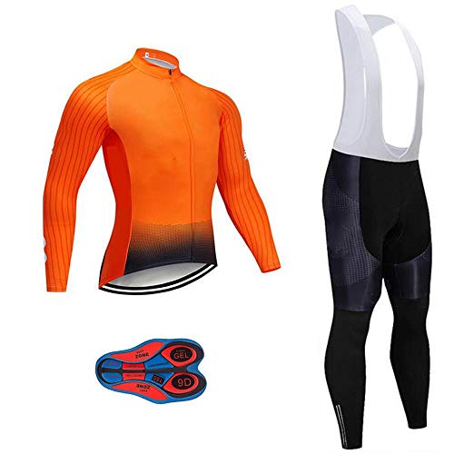 Moxilyn Radtrikot Herren LangarmAnzüge Radtrikot Set Radfahren Kleidung Winddicht Langärmliges Fahrradtrikot Hose mit 9D Gel Sitzpolster Sport & Freizeit MTB Radtrikot für Herbst von Moxilyn